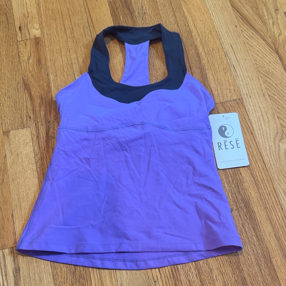 NWT Rese Purple and Black Athletic Tank Top Womens Small